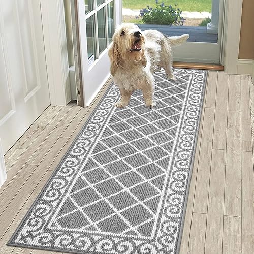 Miniatura 92 de HEBE Tapete para puerta interior, 20 x 32 pulgadas, antideslizante, para puerta delantera, lavable, atrapador de suciedad para entrada, tapete