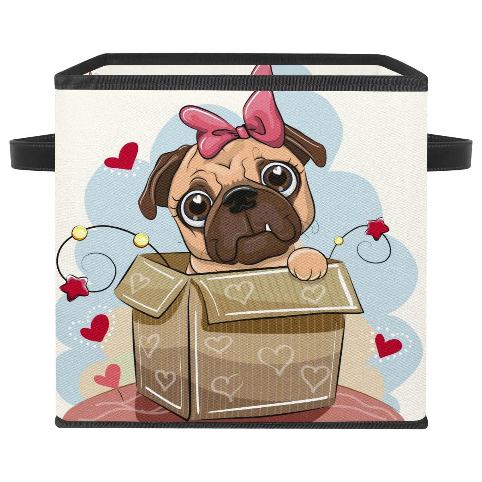 Boîte de rangement pliable en tissu cube motif carlin et papillon