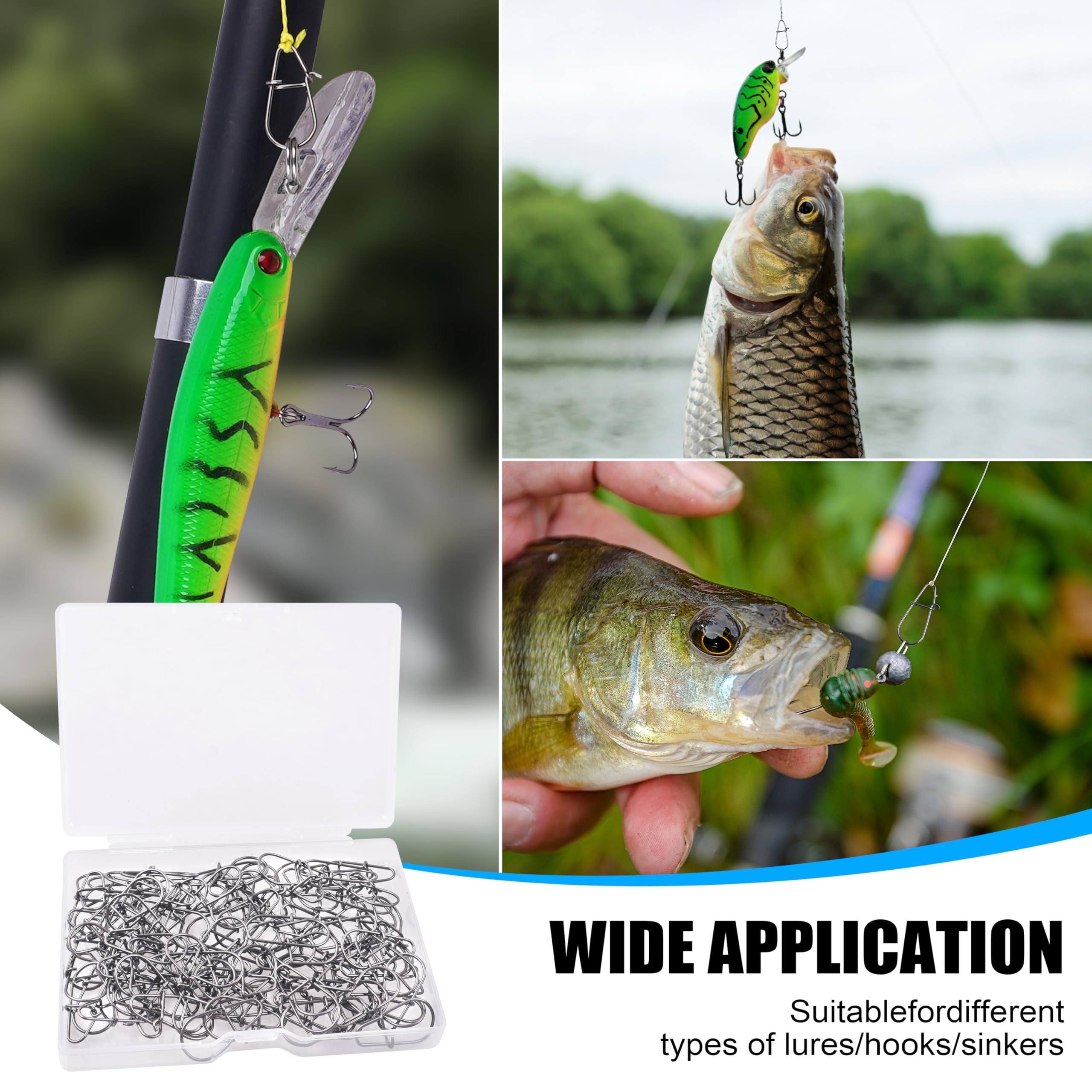 AGOOL Crankbait Snaps Snap Clips for Bass Lures, 100/200pcs Duo Lock Lure Snaps Stainless Steel Quick Change Fishing Speed Clips Connector Freshwater Bass Fishing : Sports & Outdoors
