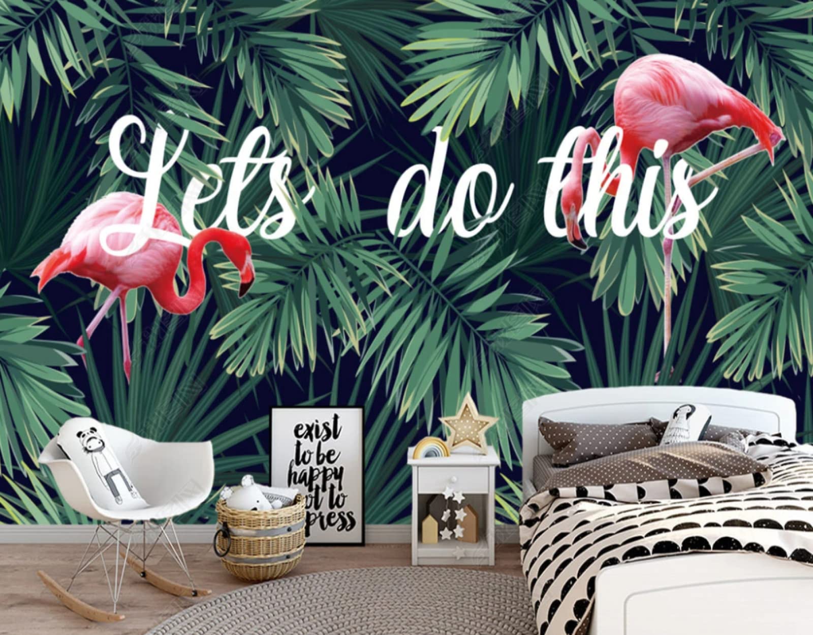 Photo Wallpaper 3D Tropical Plant Banana Leaf Flamingo Wall Mural Non-Woven Mural Living Room Bedroom Wallpaper 250(w) X175(H) Cm - View #8