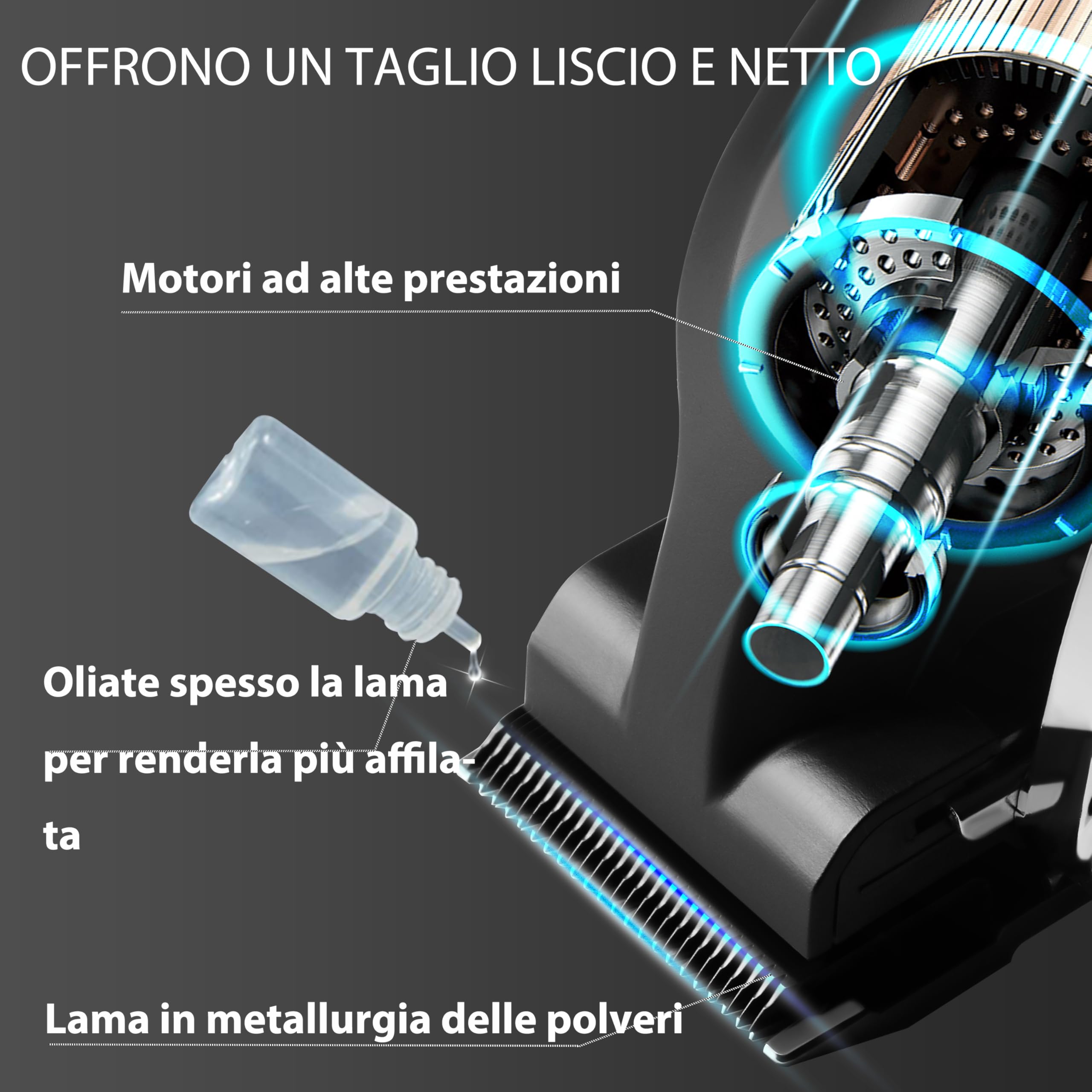 KEMEI 2296 - Tagliacapelli professionale da uomo, kit per tagliare i capelli e la barba, tagliacapelli a T Blade con USB ricaricabile, nero