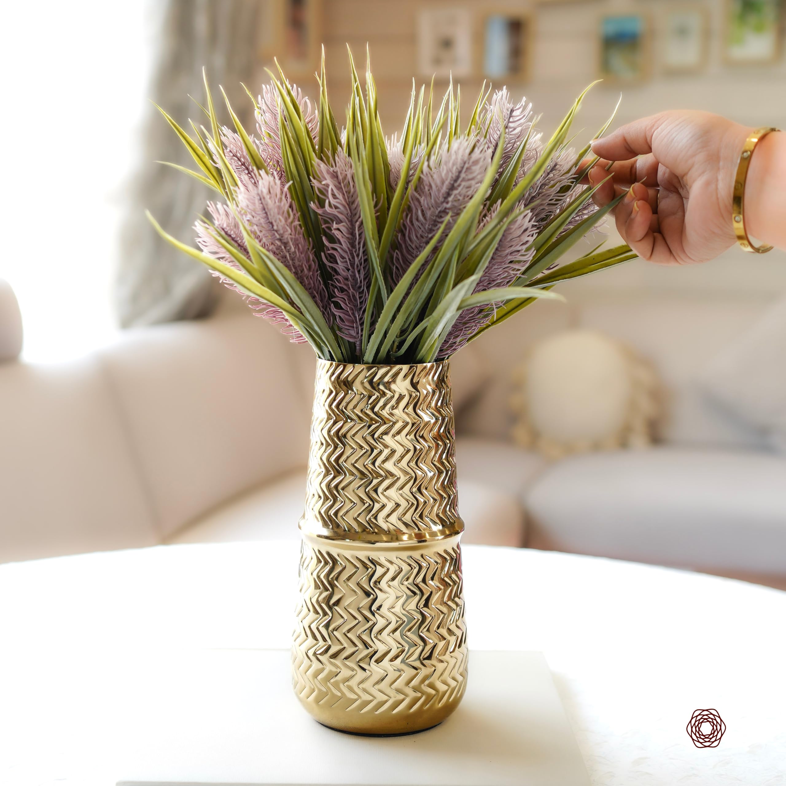 BEHOMA Golden Metal Vase - Rustic Home Decor -8