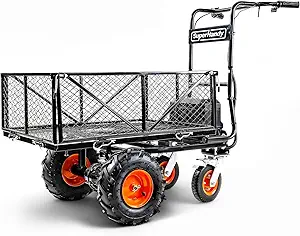 SuperHandy Utility Service Cart Power Wagon Wheelbarrow 48V Electric, 660 lbs Load, 1000+ lbs Hauling Capacity