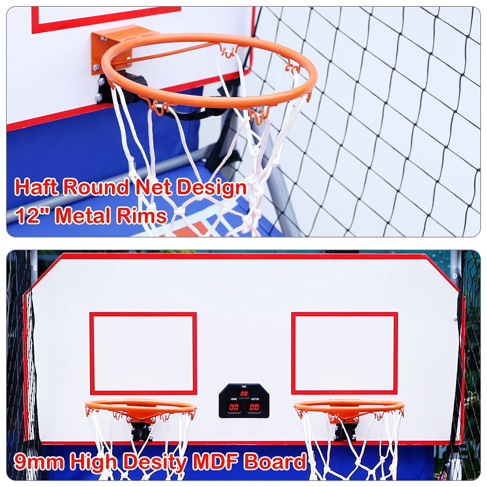 Foldable Indoor Basketball Game, Dual Shot Basketball Arcade Game with