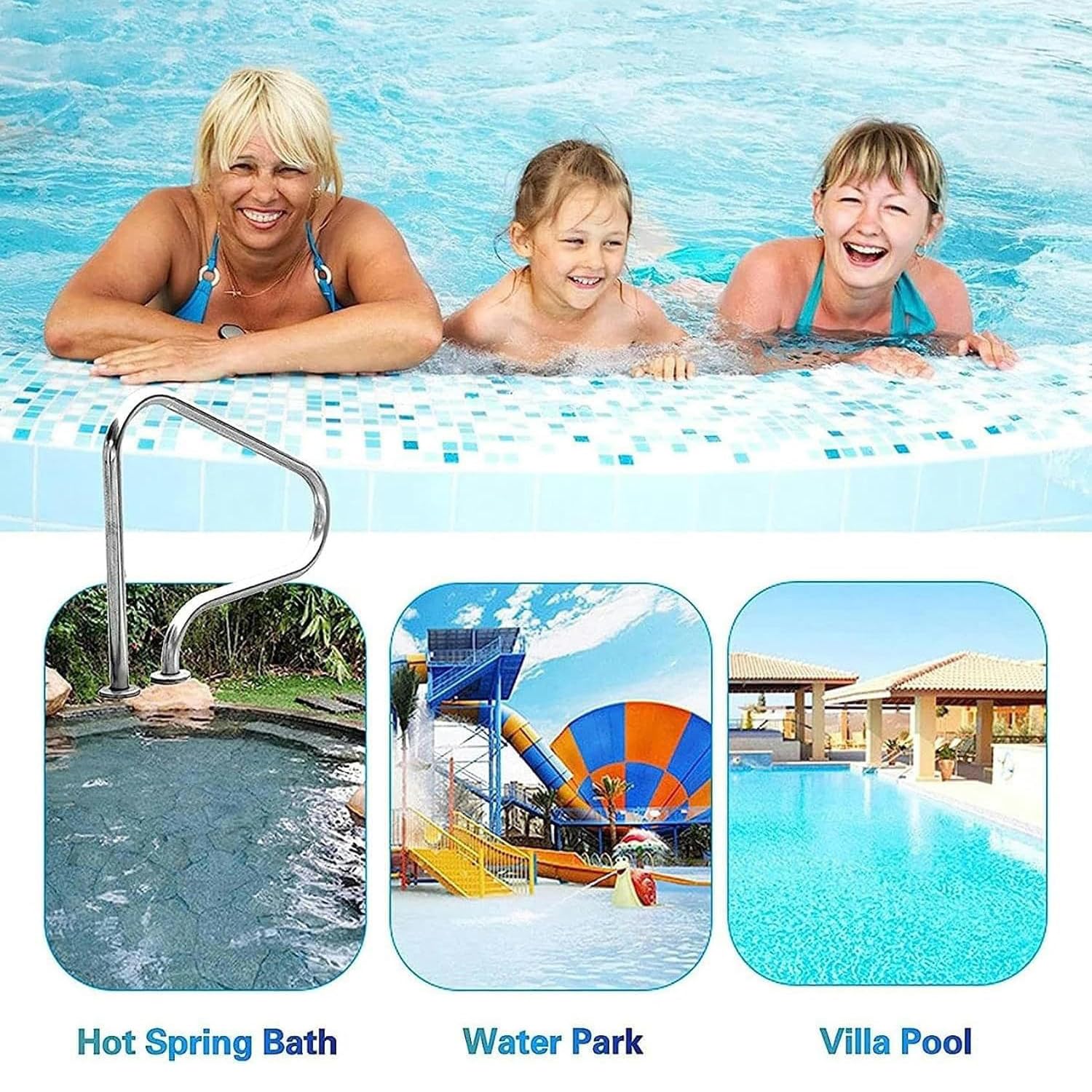 Barandilla de Piscina, pasamanos, pasamanos Alto para Piscinas, barandilla de Escalera para Piscinas enterradas, barandilla de Acceso, asa para Escalera de Piscina, Acero Inoxidable 304, 1 m