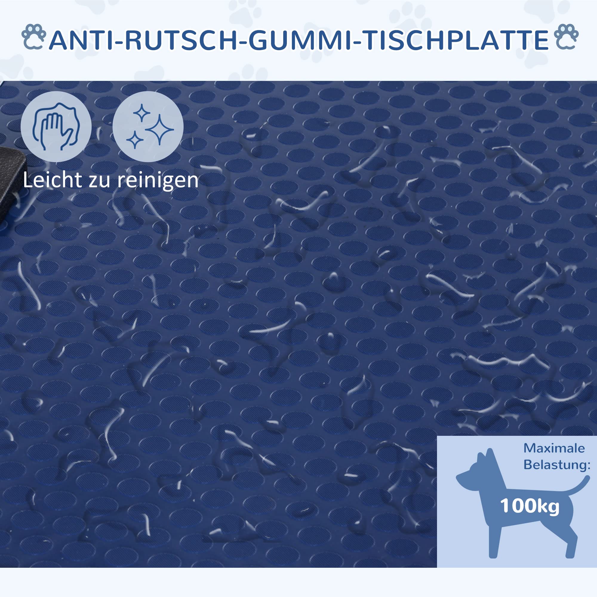 PawHut Hundepflegetisch Höhenverstellbar Tierpflegetisch Klappbar Hunde Pflegetisch Hundefriseur Tisch Schertisch Trimmtisch mit Unterkorb für Hunde Katzen bis zu 100 kg Blau