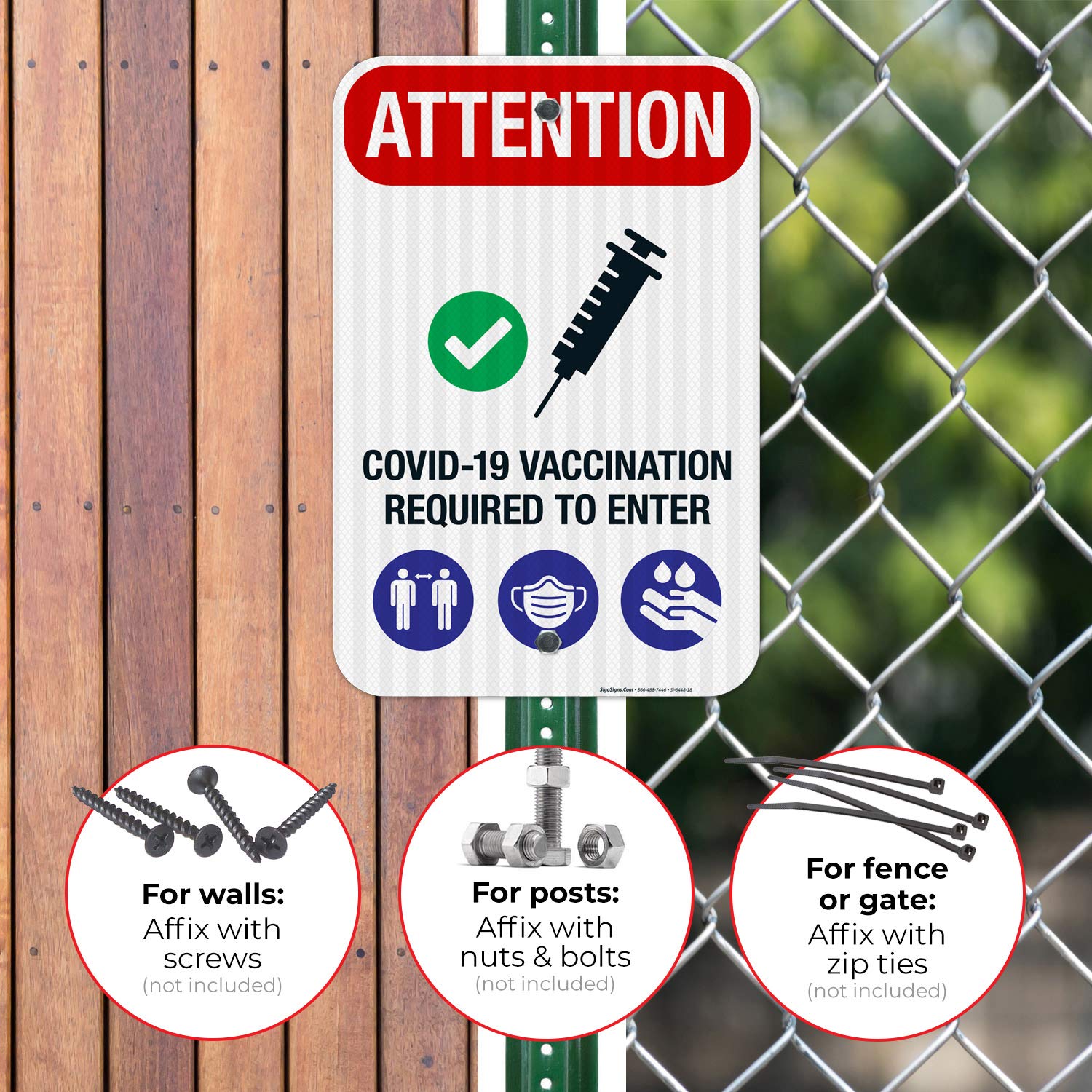 Vaccination Required to Enter Sign, 12x18 Inches, 3M EGP Reflective .063 Aluminum, Fade Resistant, Made in USA