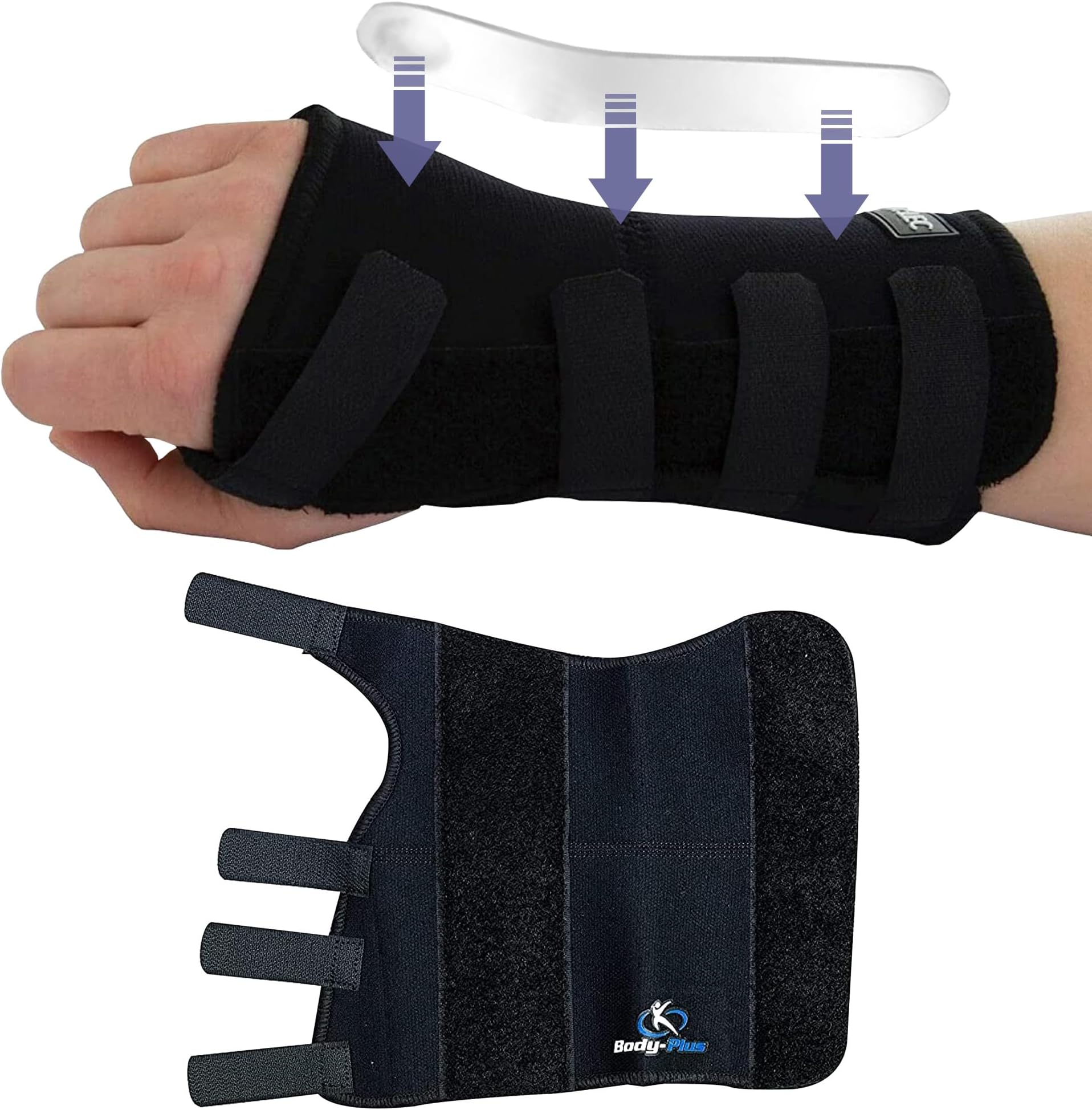 Direct Wrist Support Splint Brace for Right Hand, Medium, Black
