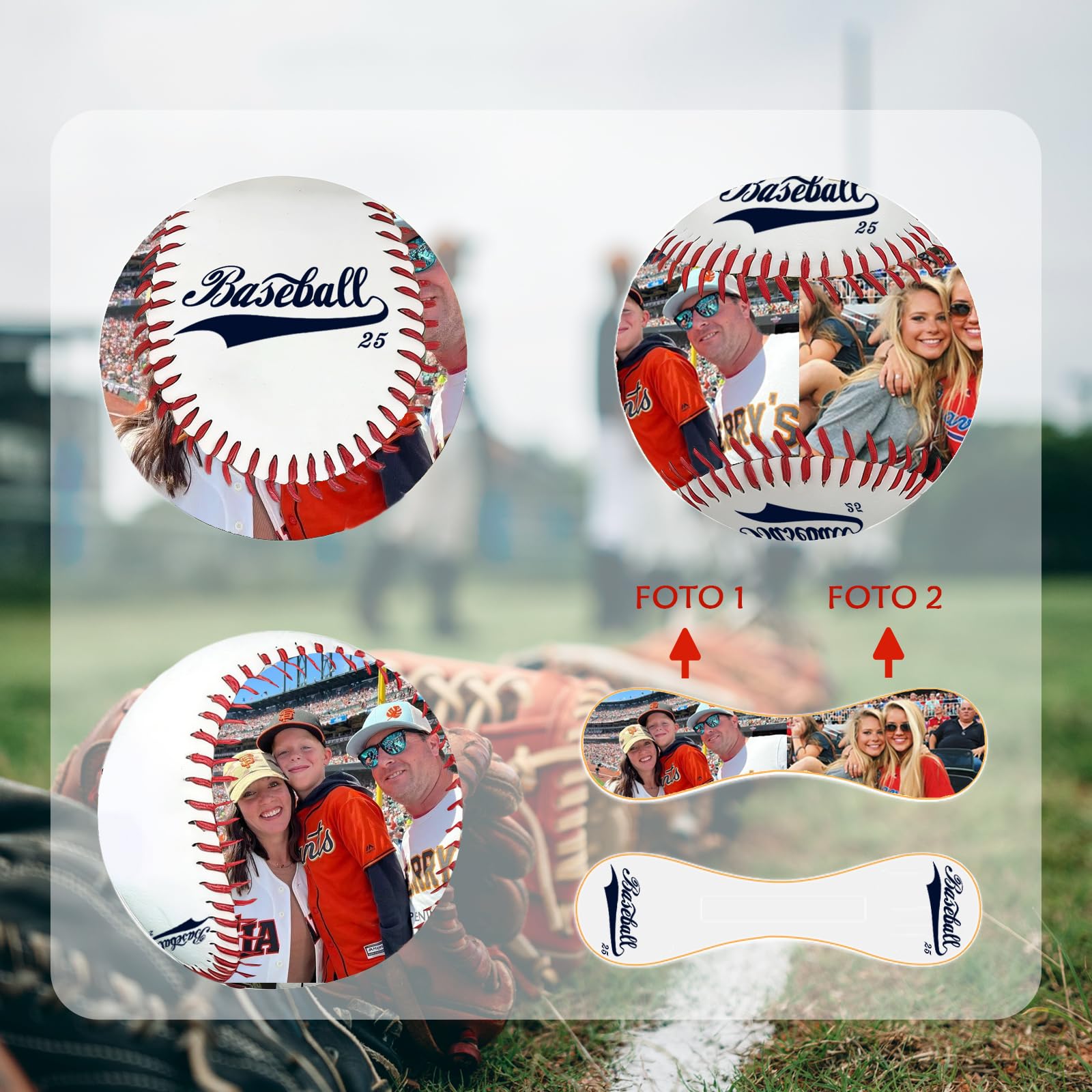 WBW Personalisierter Baseball mit Foto & Text – Einzigartiges Erinnerungsstück Geschenk für Freund, Sohn oder Trainer Vatertag, Valentinstag oder zur Abschlussfeier