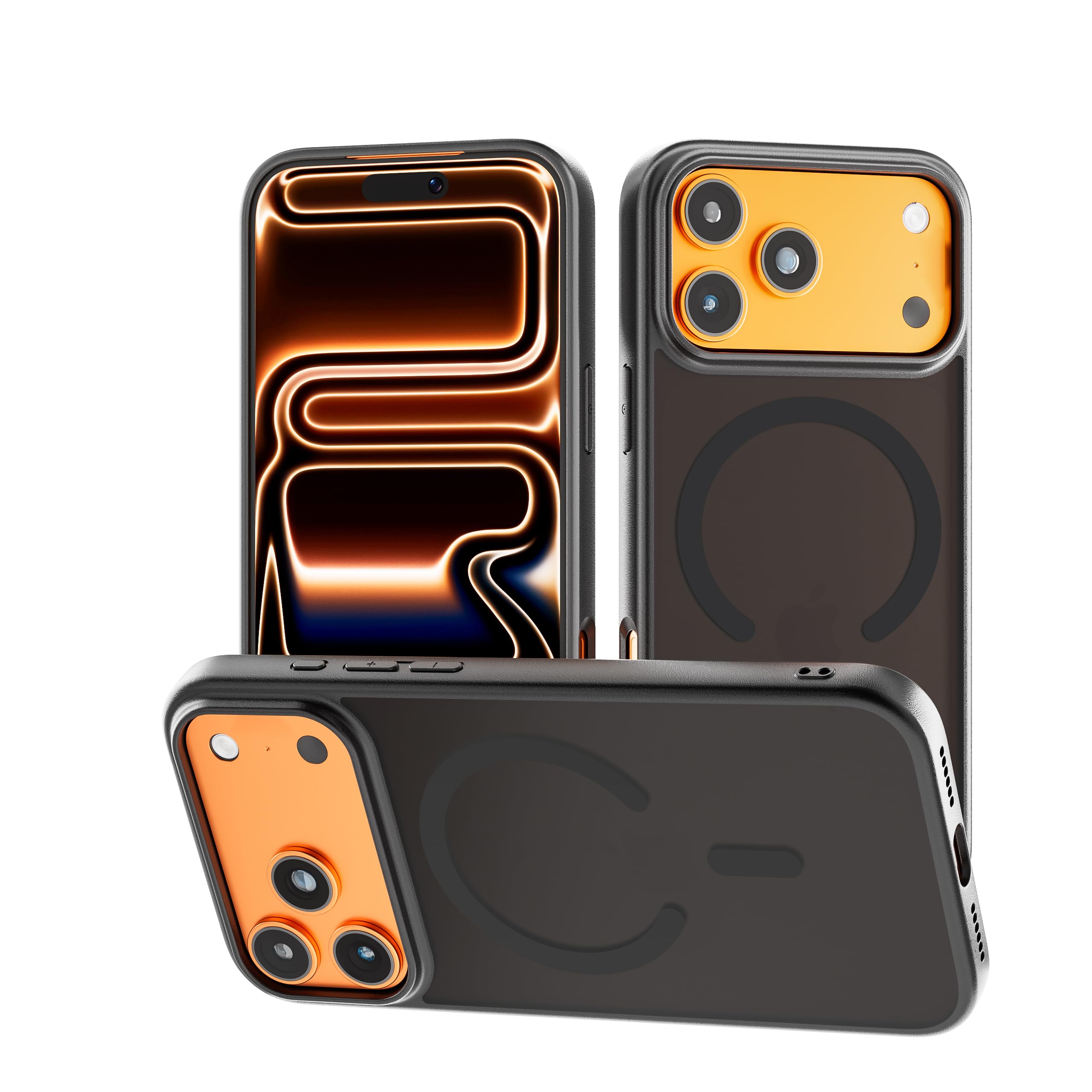 tigratigro Cover Magnetica per iPhone 17 Pro Max, Compatibile con MagSafe, Custodia Traslucida Opaca Posteriore Sottile Protettiva Case, Protezione Antiurto di Grado Militare, Nero