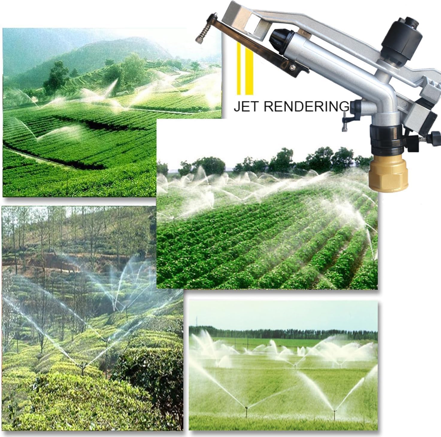 Aspersor de Impacto para riego agrícola eficiente, rotación automática de 360 Grados con ángulo Ajustable, Ideal para jardinería, Agricultura e Industria.