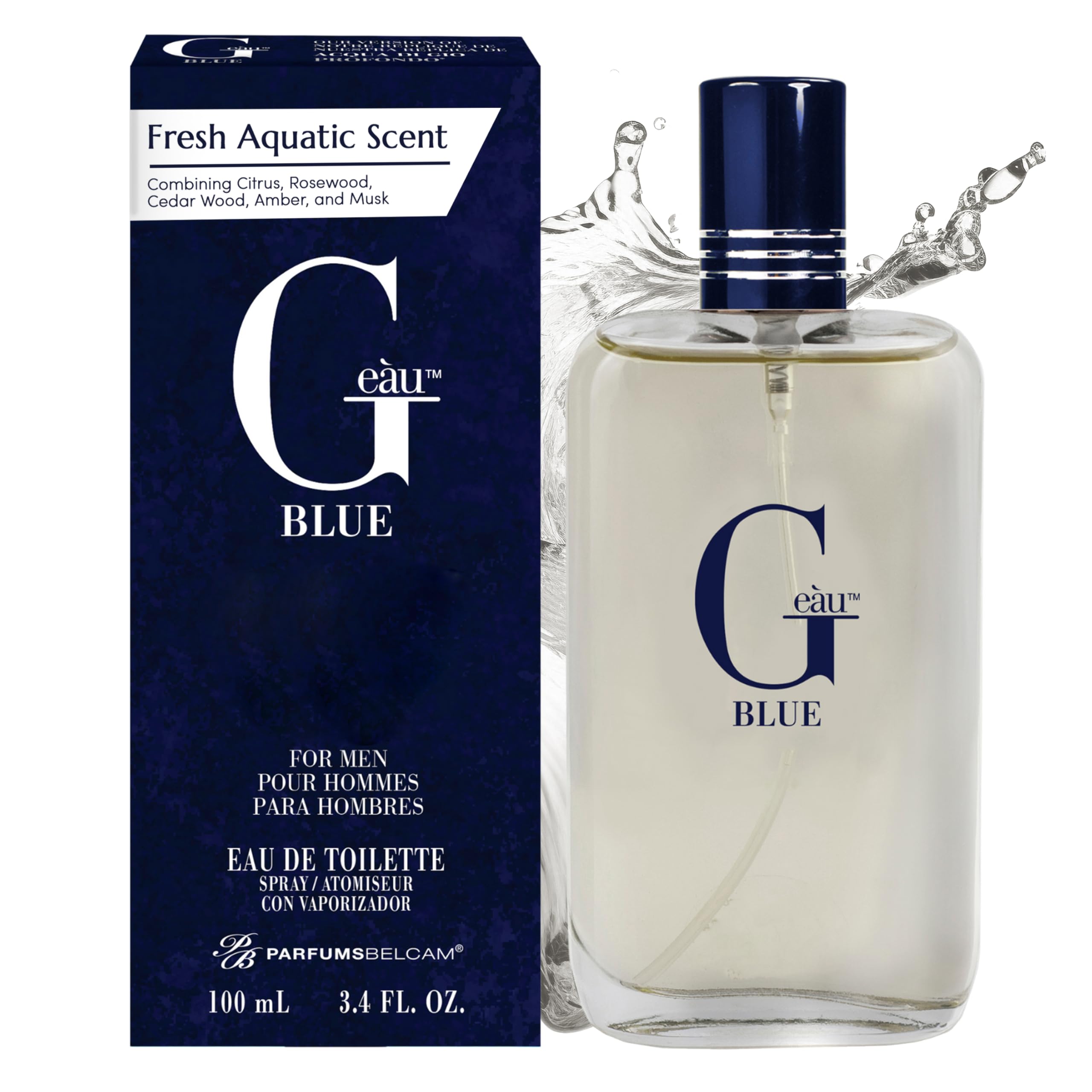 G Eau Blue Eau de Toilette Spray – Men’s Cologne, Long-Lasting Summer Fragrance for Men and Teen Boys, Perfume para Hombre – 3.4 Fl Oz – Fresh Blue Scent