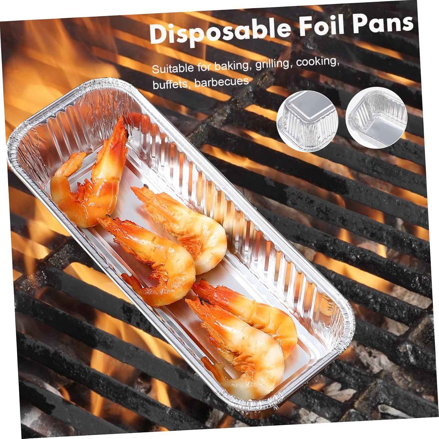 PRETYZOOM 125pcs Aluminum Foil Pans Rectangle Baking Trays Drip Pans for Oven Grilling Cooking Large Capacity Deep Foil Trays