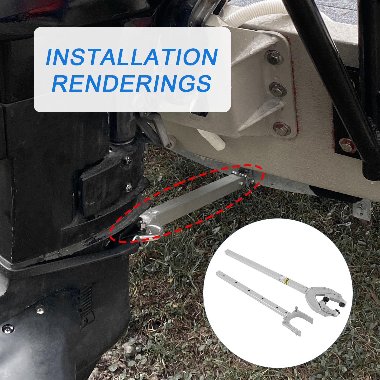 DICMIC Adjustable 32"-44" Heavy Duty Transom Saver, Heavy Duty Head Hold Engine, Roller and Trailer Mount