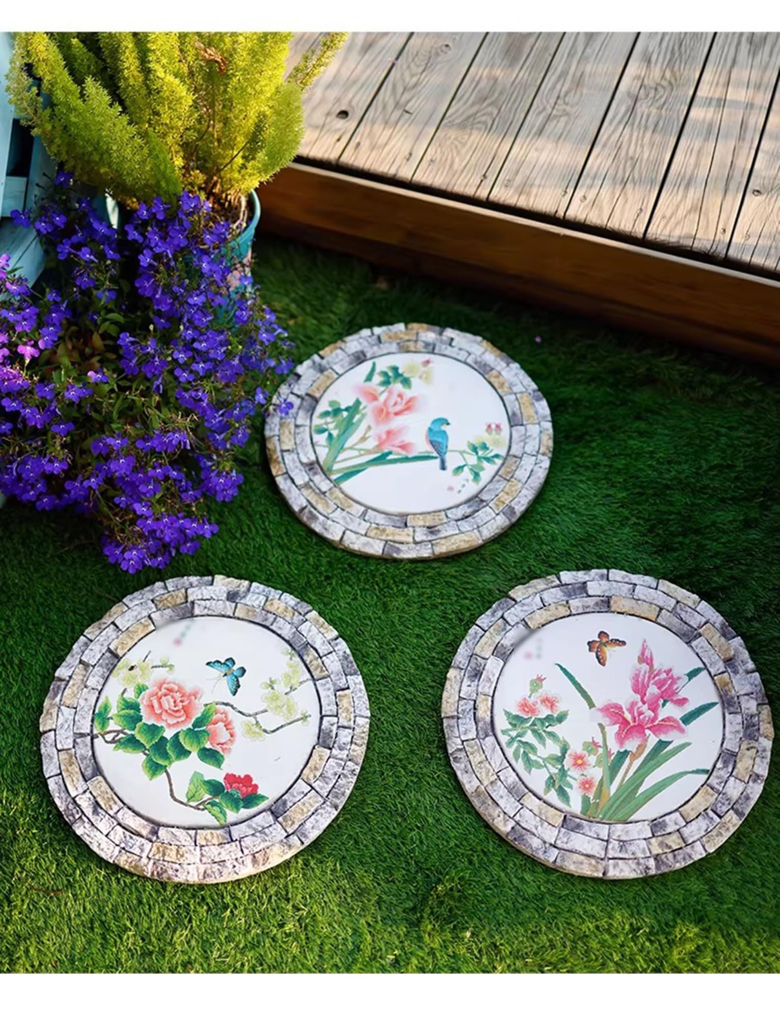 Pas Japonais Extérieur Dalles de Pas Japonais Antidérapantes Décoration paysagère Amovible pour Jardin à enfoncer dans Le Sol for allées, pelouses et Jardins(C)