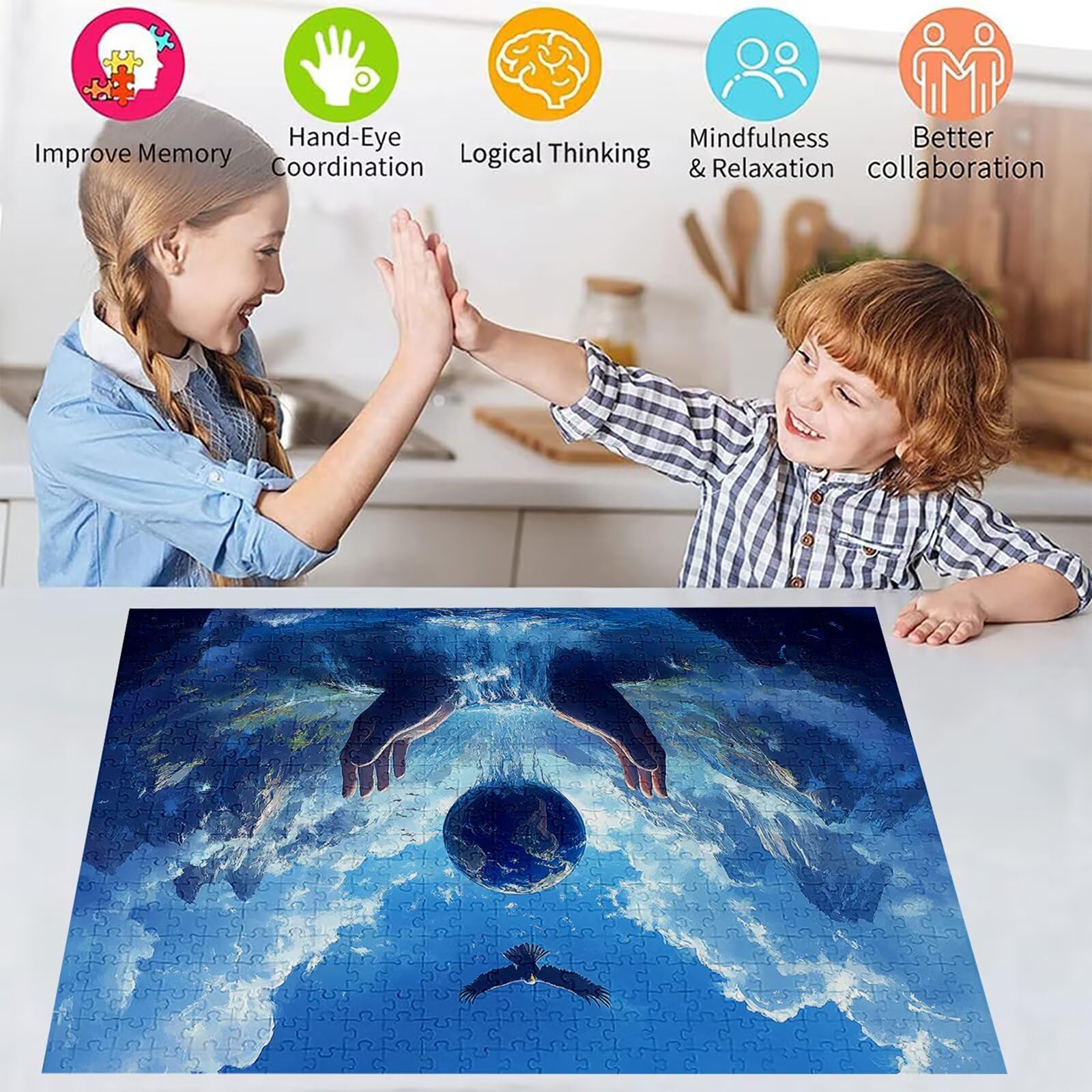 Puzzle 2000 elementów Ziemia Dorosły Góry 100 x 70 cm Rzemiosło Klasyczne 3D Drewniana układanka do rodzinnych gier aktywności, układanka do samodzielnego wykonania nawet do dekoracji ścian domu