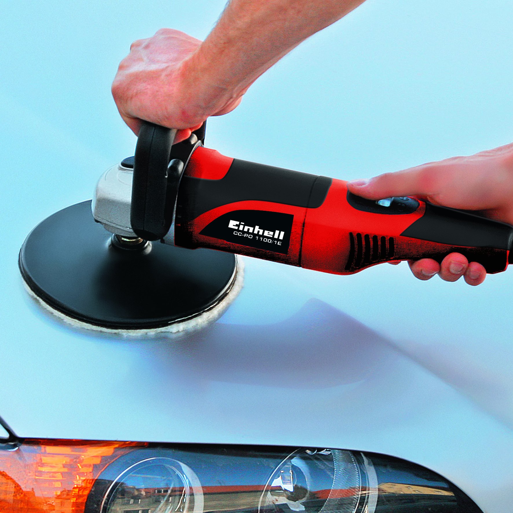 Einhell CC-PO 1100/2 Lucidatrice e Levigatrice per Auto, 1100 W, 1000 - 3500 Rpm, Rosso/Nero