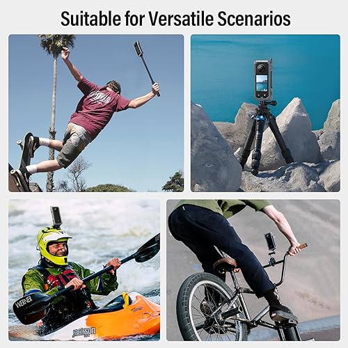 Miniatura 7 de SIRUI Jaula de cámara para Insta360 X3, funda protectora de aluminio para Insta360 X3 con cubierta de lente de silicona, dedos plegables, rosca de