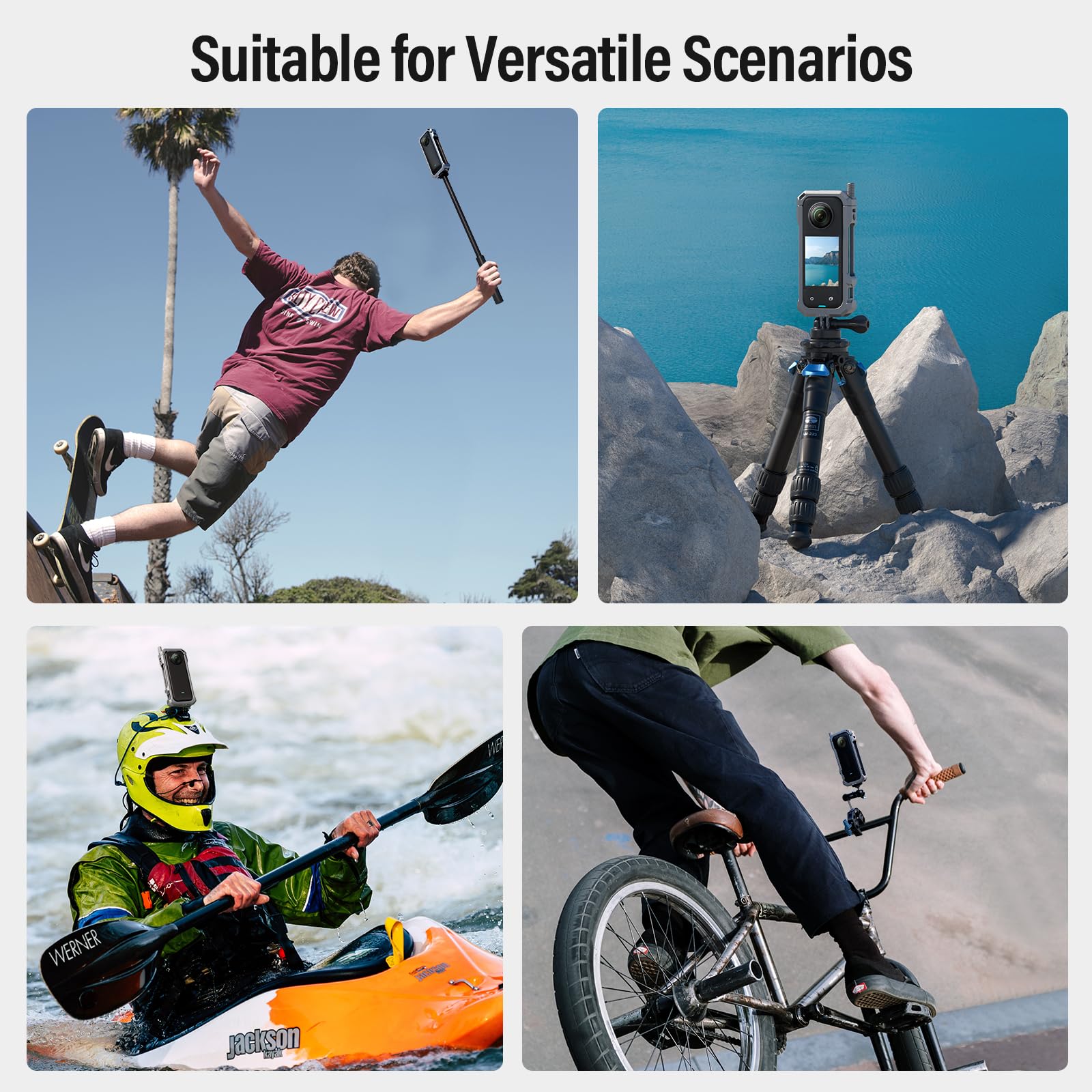 SIRUI Gabbia per Fotocamera per Insta360 X3, Custodia Protettiva in Alluminio per Insta360 X3 con Copriobiettivo in Silicone, Filettatura da 1/4" e Slitta Fredda, Accessori per Fotocamera, SC-X3