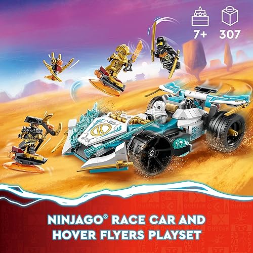 Miniatura 2 de LEGO NINJAGO Zane's Dragon Power Spinjitzu Race Car 71791 - Juego de juguetes de construcción, cuenta con un auto ninja, 2 voladores flotantes,