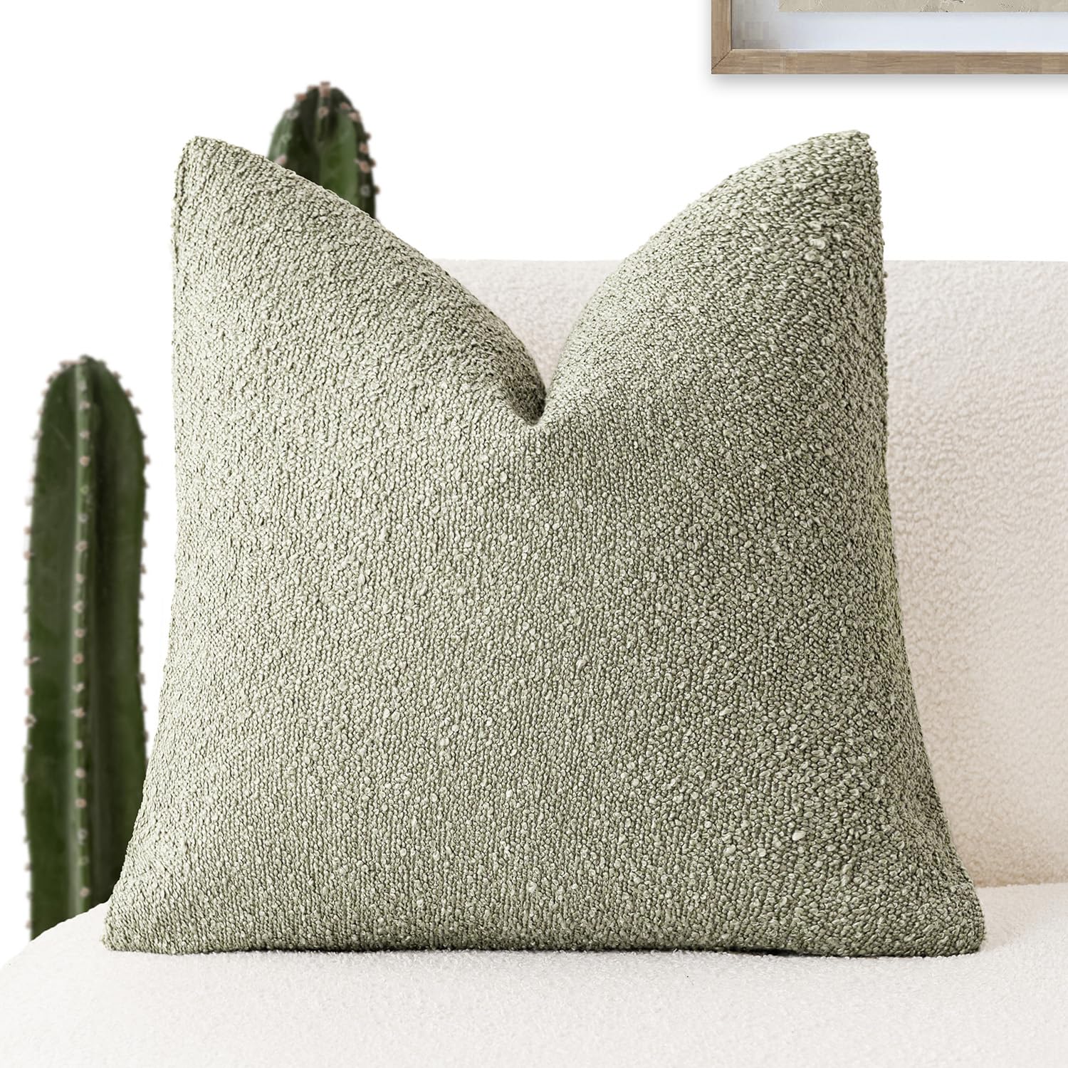 Foindtower Decorative Textured Boucle Throw Pillow Covers Accent Solid Pillow Cases Neutral Soft Cozy Couch Cushion Case for Chair Sofa Bedroom Living