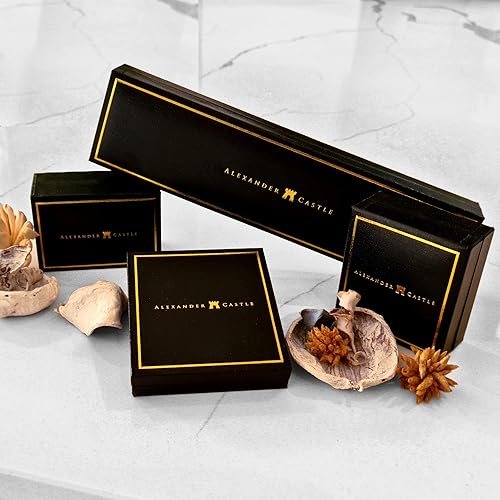 Miniatura 6 de Alexander Castle Gemelos celtas de plata de ley 925 para hombre, 0.669 in x 0.472 in, gemelos celtas ovalados Trinity con caja de regalo de joyería,