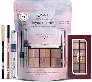 MARS Eyes On Fire Eye Makeup Gift Set (Pack of 4) | Double Trouble Mascara | Edge of Desire Lip Pencil | Kohl of Fame Kaja...