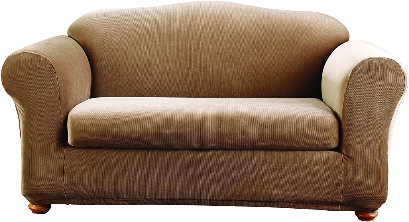 SureFit Stretch Stripe 2-Piece - Sofa Slipcover - Brown