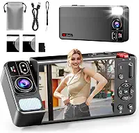 Câmera digital, câmera digital de 64 MP FHD 4 K com zoom de 18x, antivibração, câmera compacta pequena com cartão 64G para meninos, meninas, crianças, preta