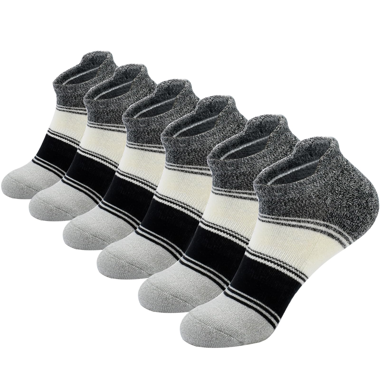Calcetines deportivos de algodón para mujer, de corte bajo, acolchados, transpirables, para correr, con lengüeta, de algodón, paquete de 6