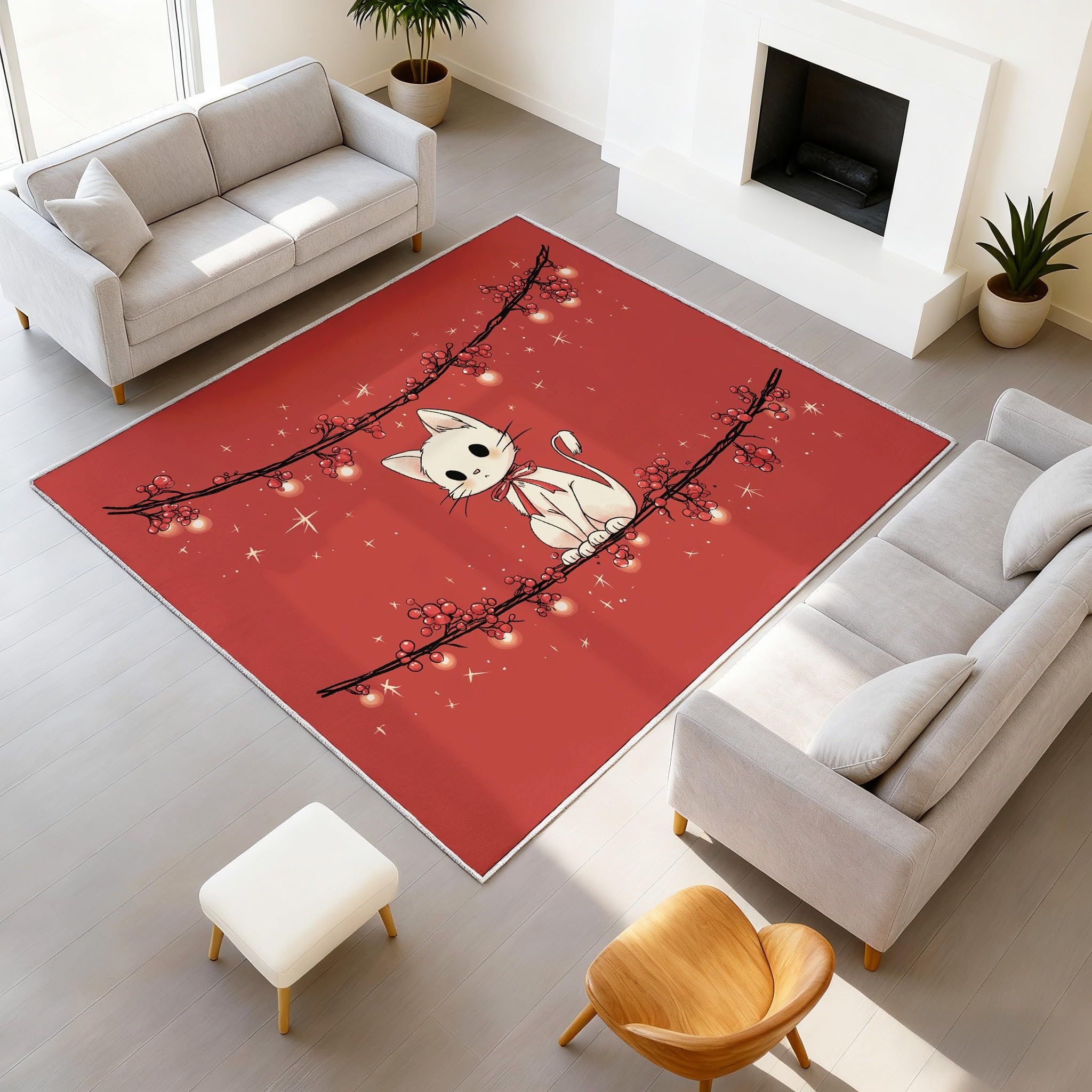 Tapis de salon vintage anime rouge vin pour créer un coin lecture cosy et chaleureux dans la chambre