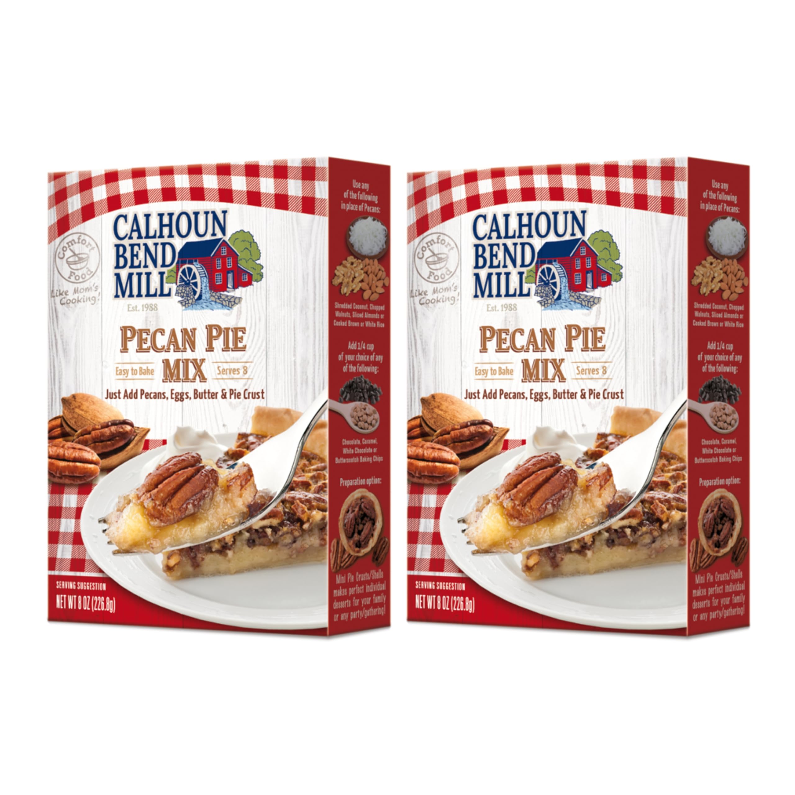 Calhoun Bend Mill Pecan Pie Mix | Sweet, Rich, Gooey Filling for Homemade Pecan Pie | Classic Southern Dessert | Just Add Pecans, Eggs, Butter & Pie Crust | Ideal for any Occasion | 8 Oz (Pack of 2)