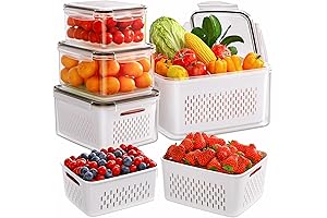 5-Pack Produce Containers for Fridge with Removable Colanders