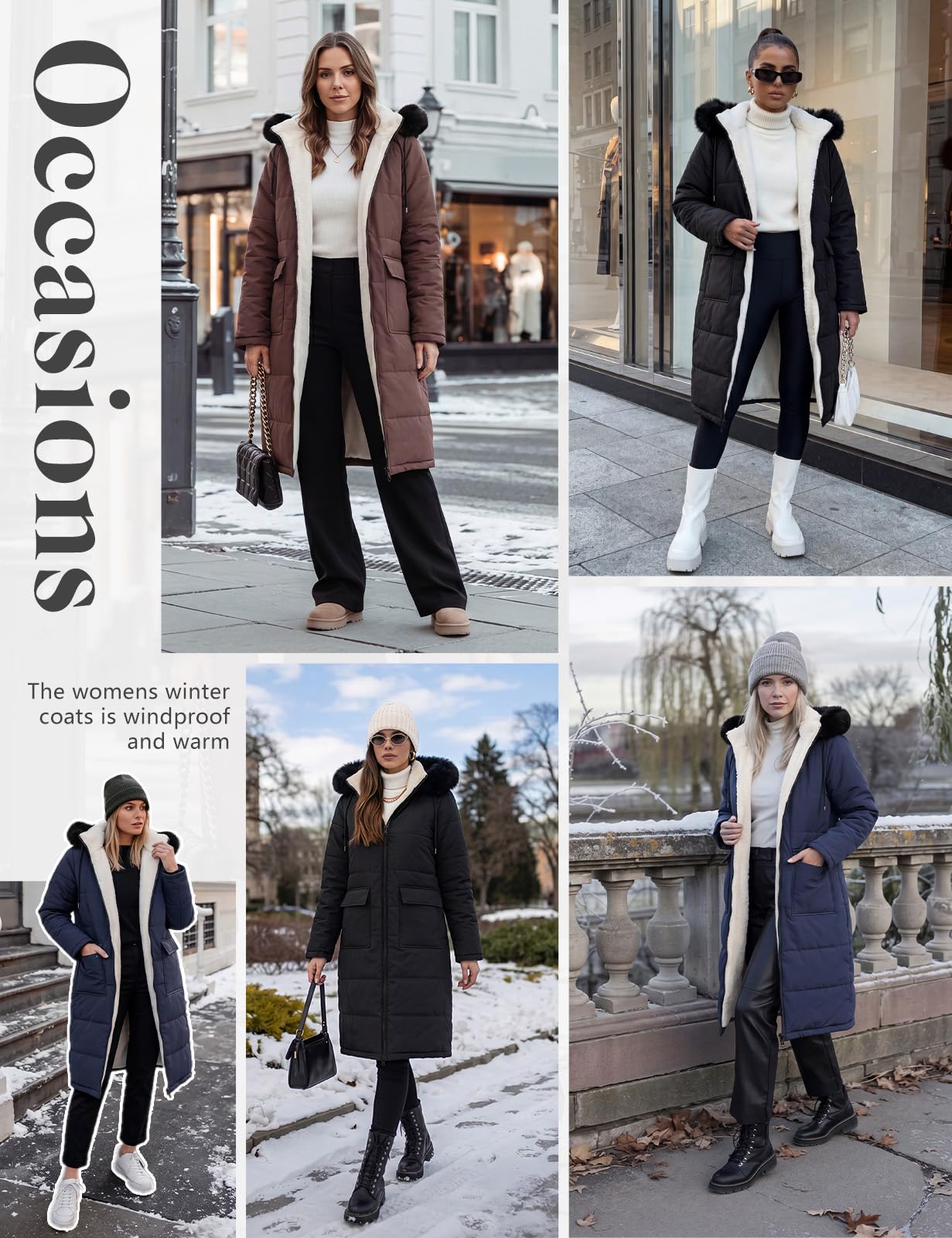 heekpek Manteau Femme Hiver Longue Polaire Veste Blouson Matelassé | Polaire Doublé Manteaux, Épaisse Chaude Blouson, Elégant Zippé Parka Doudoune Coupe Vent, Capuche Amovible