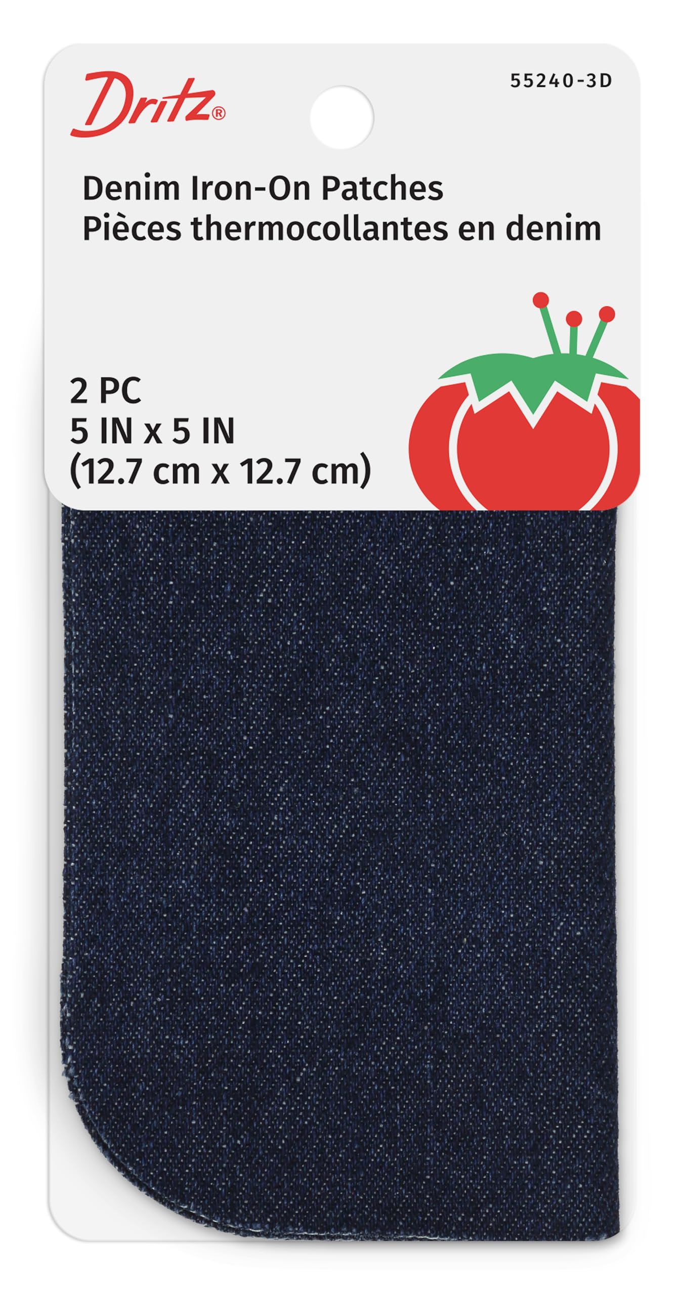 Dritz Denim Iron-On Patches, 5 x 5-Inch, Dark Blue, 2