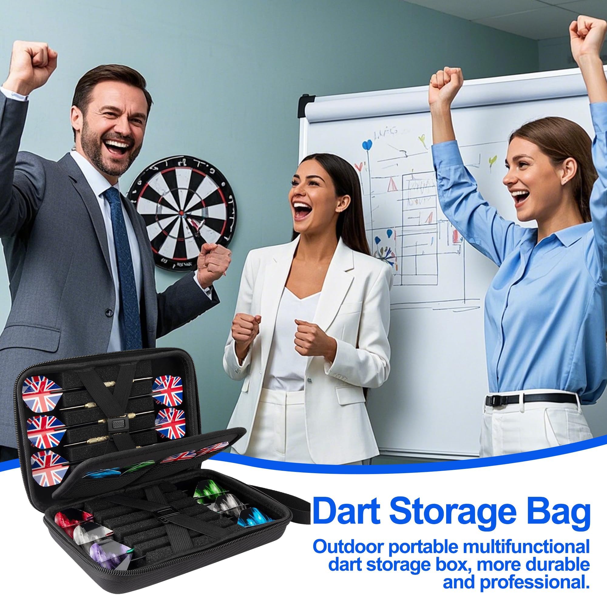 Darttasche,Dart Case,Dartt Etui Schwarz,FüR 12 Darts Professioneller Dartkoffer Mit Eva-Schutz & Traggriff, Portable FüR Dart Zubehör