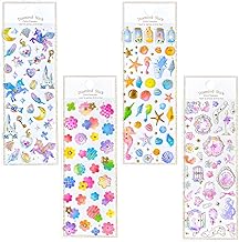 Kristall Wachssiegel Selbstklebend Aufkleber, 144 Stück/4 Blatt Acryl Bunt Sticker Glitzer, Einhorn Geschenke Glitzer Sticker für Kinder Handwerke Verschiedene Formen, Mädchen Geschenke (Farbe 2)