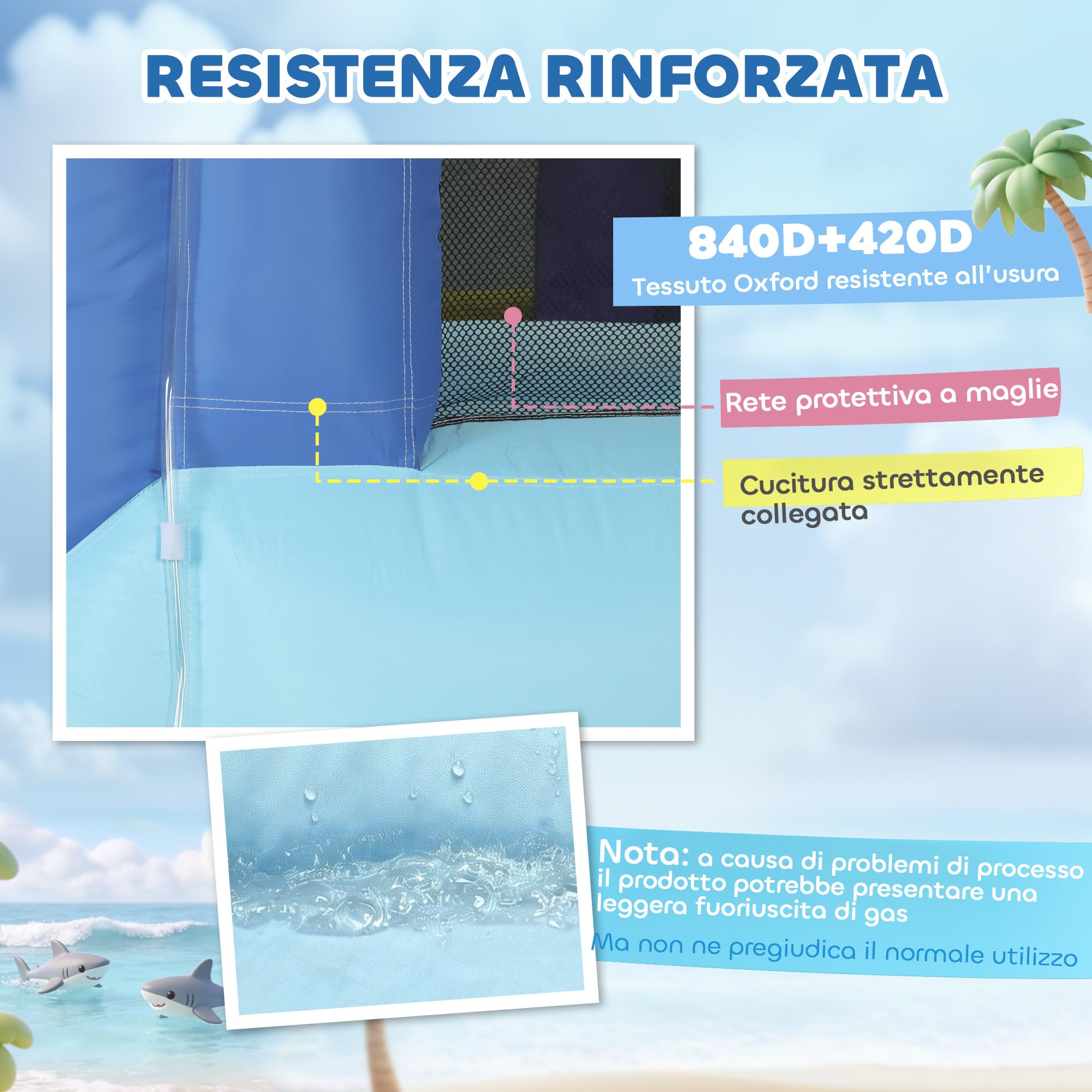 AIYAPLAY 8 in 1 Grande Castello Gonfiabile Bambini 3-8 Anni 405x345x235cm