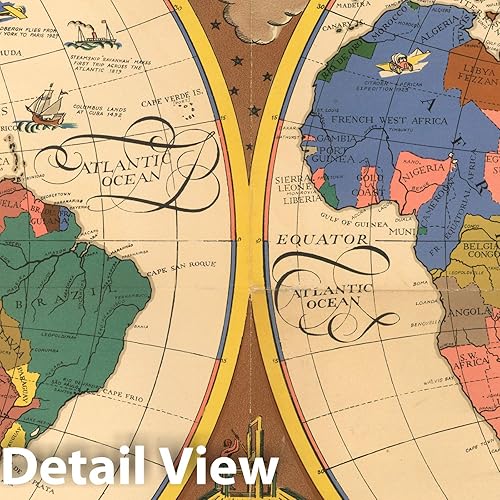 Miniatura 2 de Mapa histórico - El nuevo mapa del mundo, 1928, arte de pared vintage de 30 x 24 pulgadas