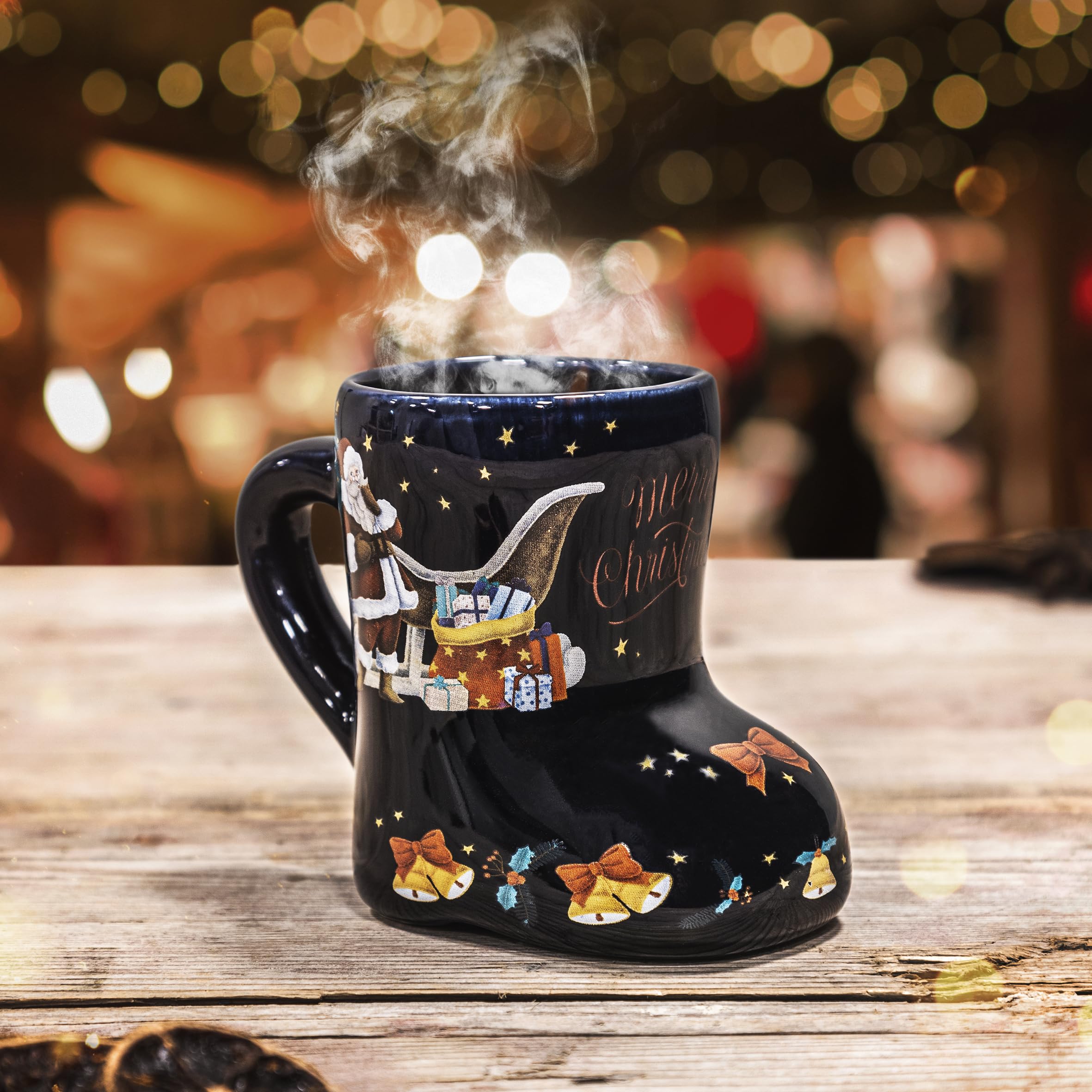 Set Da 20 Stivali Per Vin Brulé MamboCat, Rossi Con Decorazioni Natalizie, Calibrati 200 Ml, In Ceramica, Con Manico, Per Vin Brulè, Cioccolata E Tè, Lavabili In Lavastoviglie
