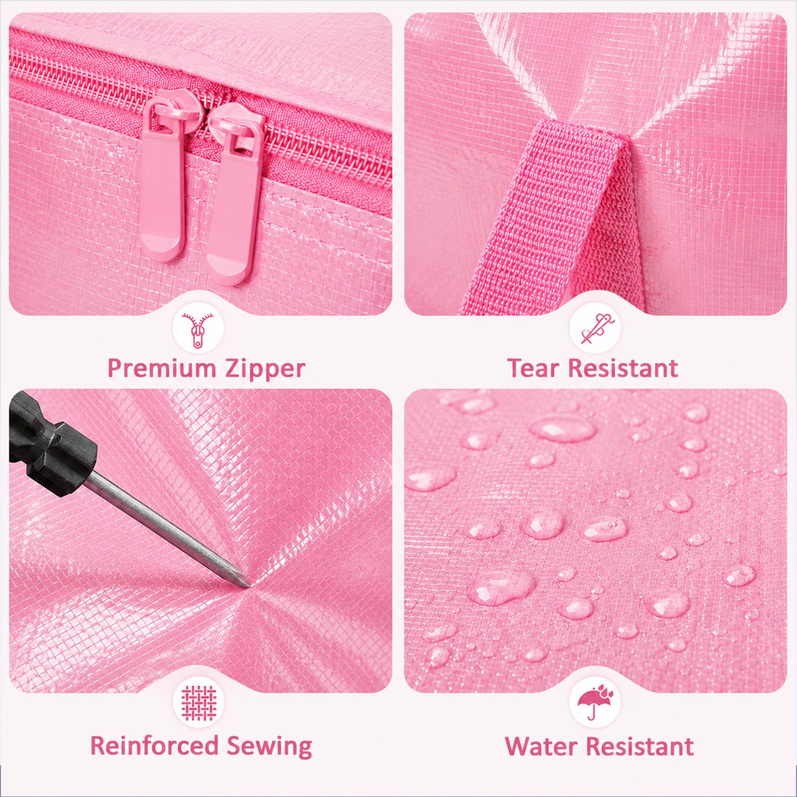 Songrey Extra Large Heavy Duty Moving Bags, 4 Pack, Pink view 3