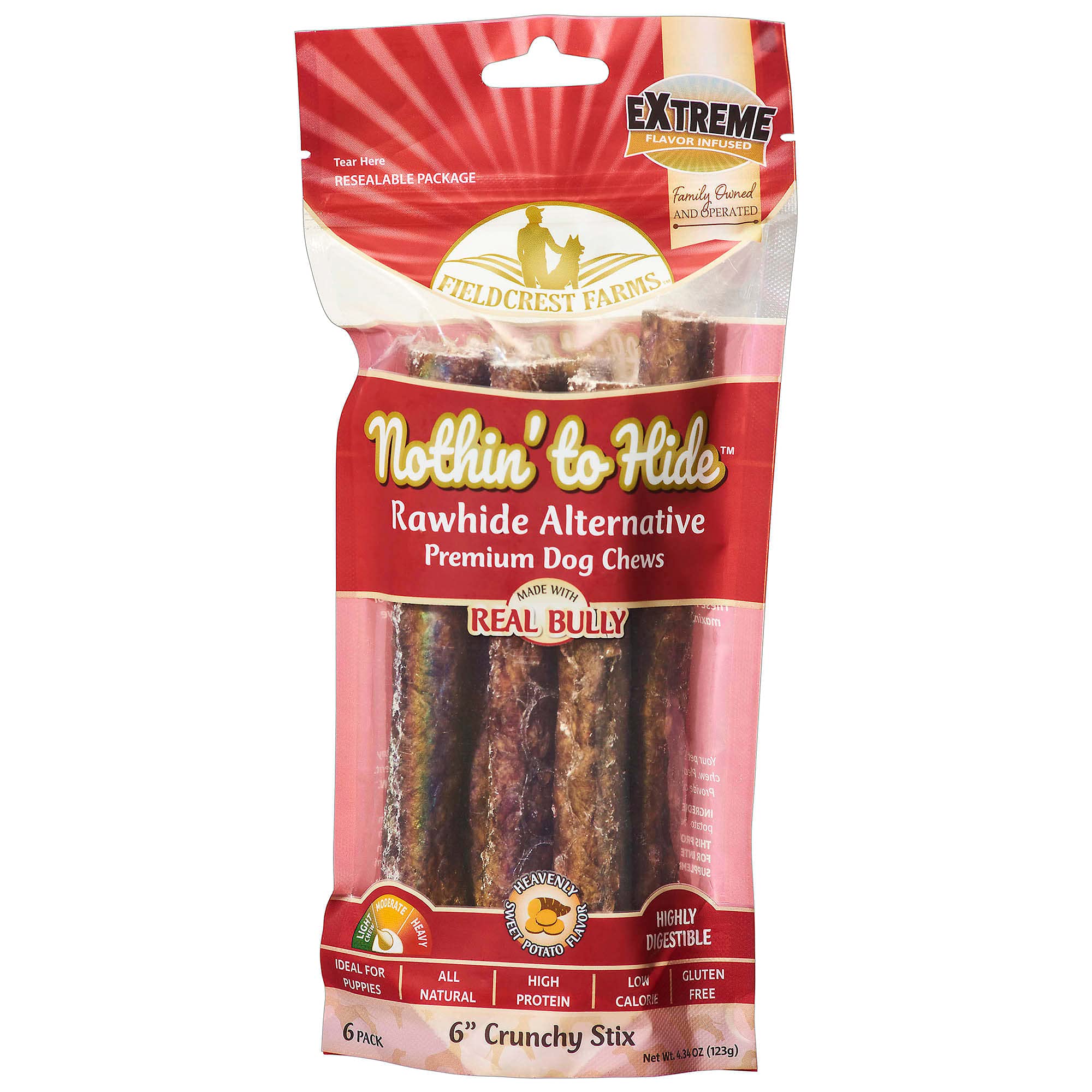 SPOTEthical Products Fieldcrest Farms Nothin' to Hide Dog Chews Stick - Sweet Potato Flavor All Natural Rawhide Free Dog Treats, Easily Digestible, Promote Dental Health and Long Lasting Chew