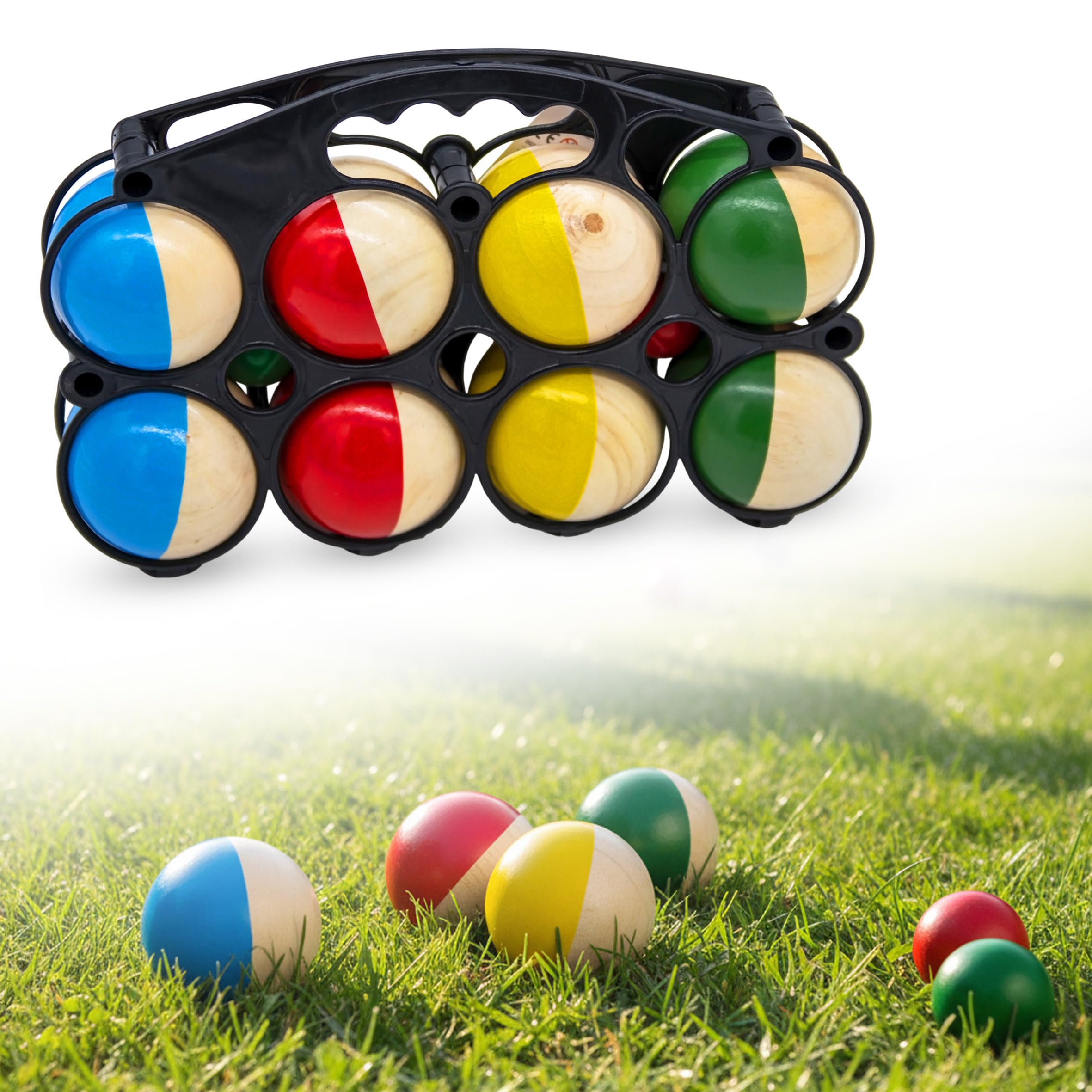 Spetebo Boccia Juego de Bolas de Madera con Bolsa de Transporte 8 Bolas para Niños