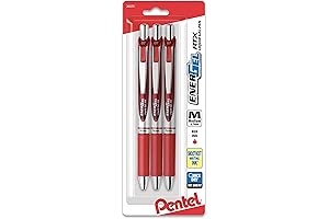 Pentel EnerGel RTX Retractable Liquid Gel Pens - Red Ink Pens Medium...
