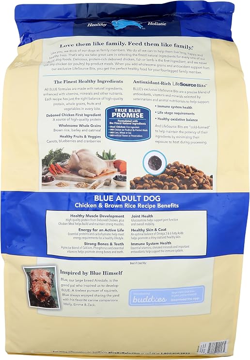 Blue Buffalo Adult Dry Dog Food, Chicken and Brown Rice, 24 Lbs Bag