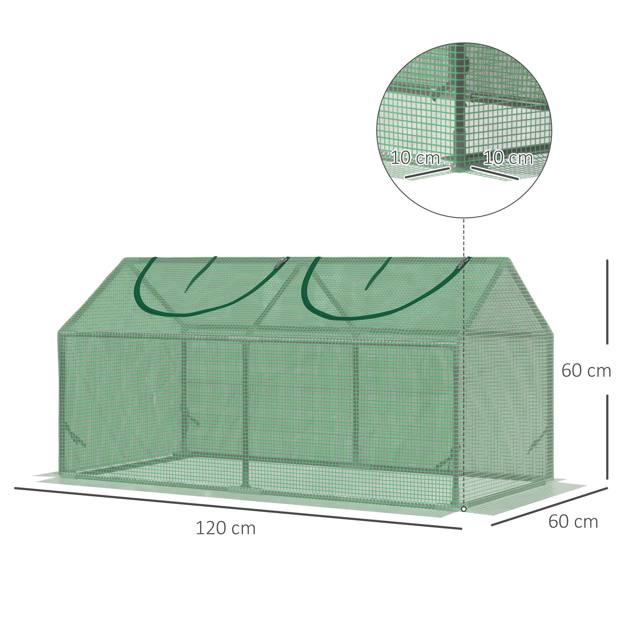 Outsunny Serra da Giardino a Casetta con Copertura in PE, Serra per Orto con Picchetti e Bordi Estesi per Piante e Fiori, 120x60x60cm, Verde