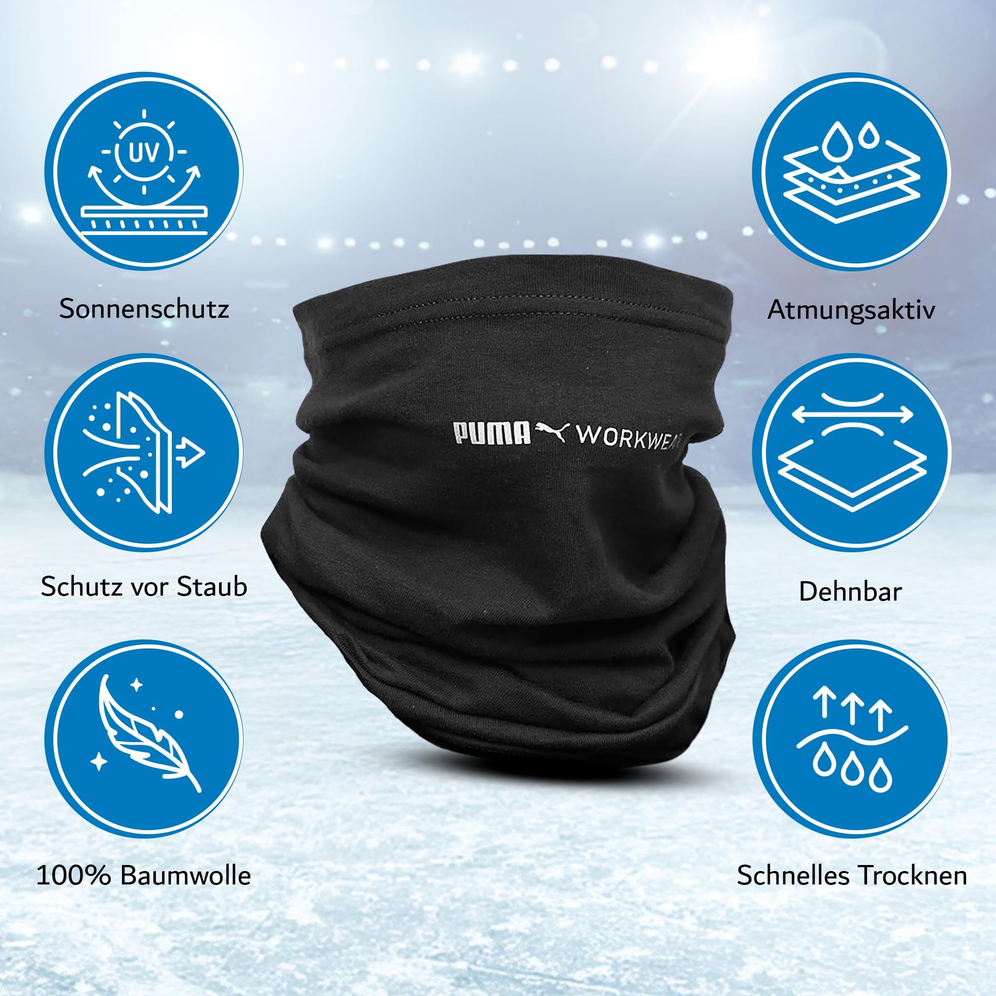 PUMA WORK WEAR Sciarpa multifunzione da uomo e da donna, scaldacollo, antivento, ideale per il lavoro all'aperto