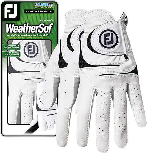 FootJoy WeatherSof - Guantes de golf para mujer, paquete de 2 (blanco)
