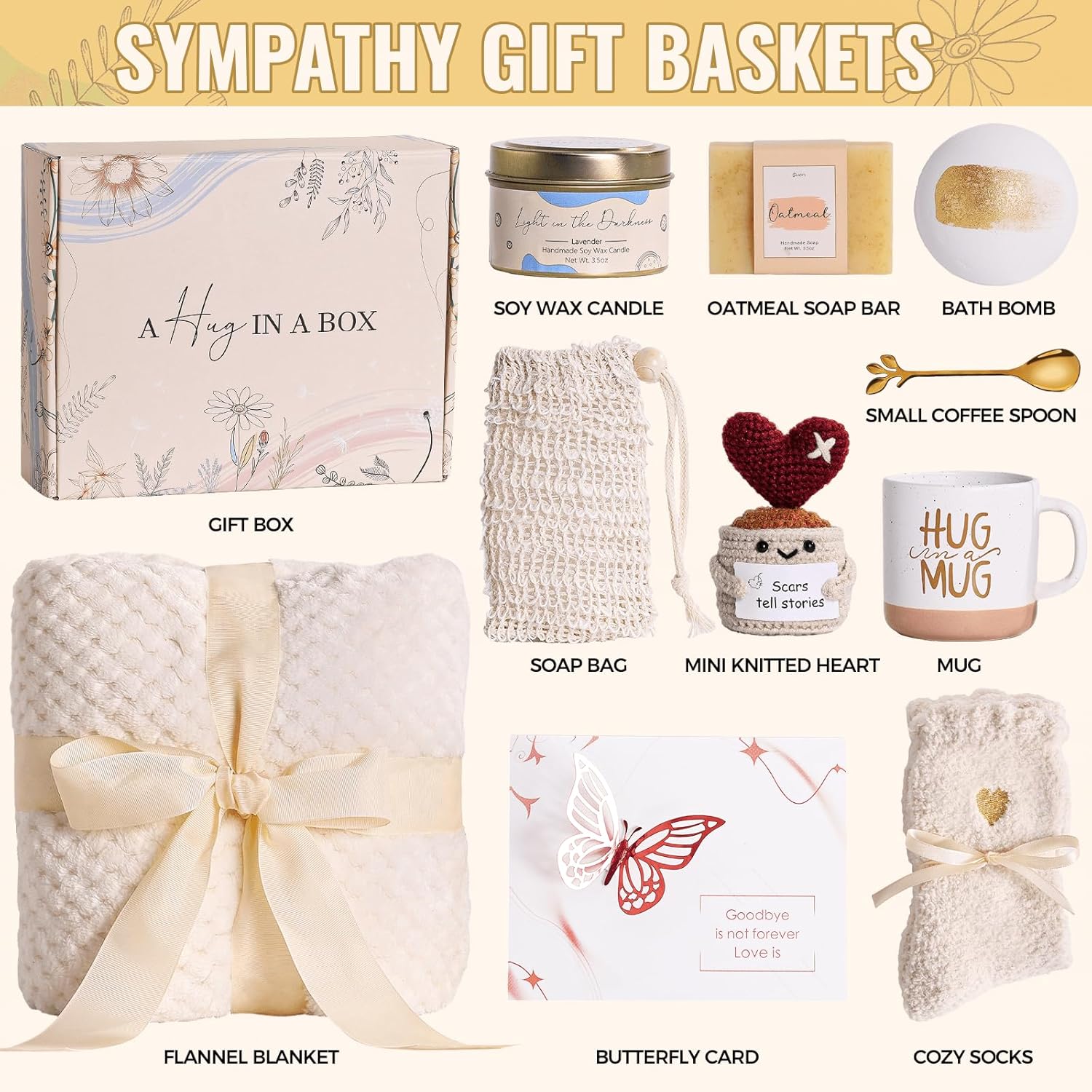Sympathy Gifts for Loss of Loved One Bereavement Ideas Miscarriage Gifts for Mothers Grief Memorial Condolences Basket for Loss of Father Husband Mom Friend Care for Women - Image 4