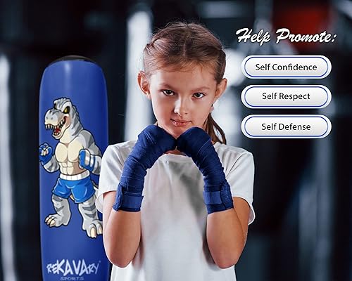 Miniatura 5 de Kit de saco de boxeo de dinosaurio para niños con bomba y kit de reparación, kit de saco de boxeo inflable de 5 pies y 3 pulgadas con bomba y kit de